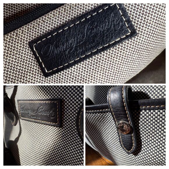 Dooney & Bourke Canvas Tote Bag – Black & White Canvas Vacchetta Leather Trim - Picture 10 of 12